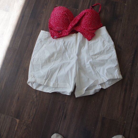 White Cotton Ladies Shorts & Bathing Suite Top - Picture 2 of 5